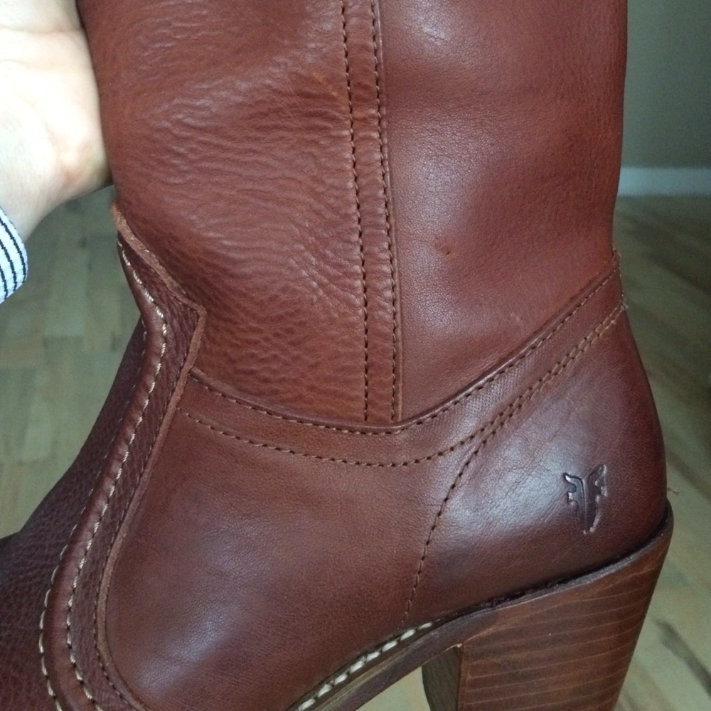 Frye Cognac Heeled Boots - Picture 3 of 4